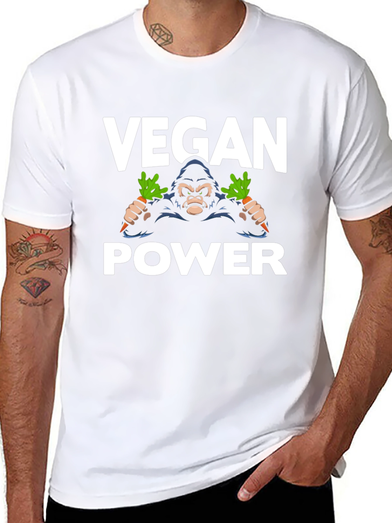 Vegan Power Gorilla T-Shirt - Black