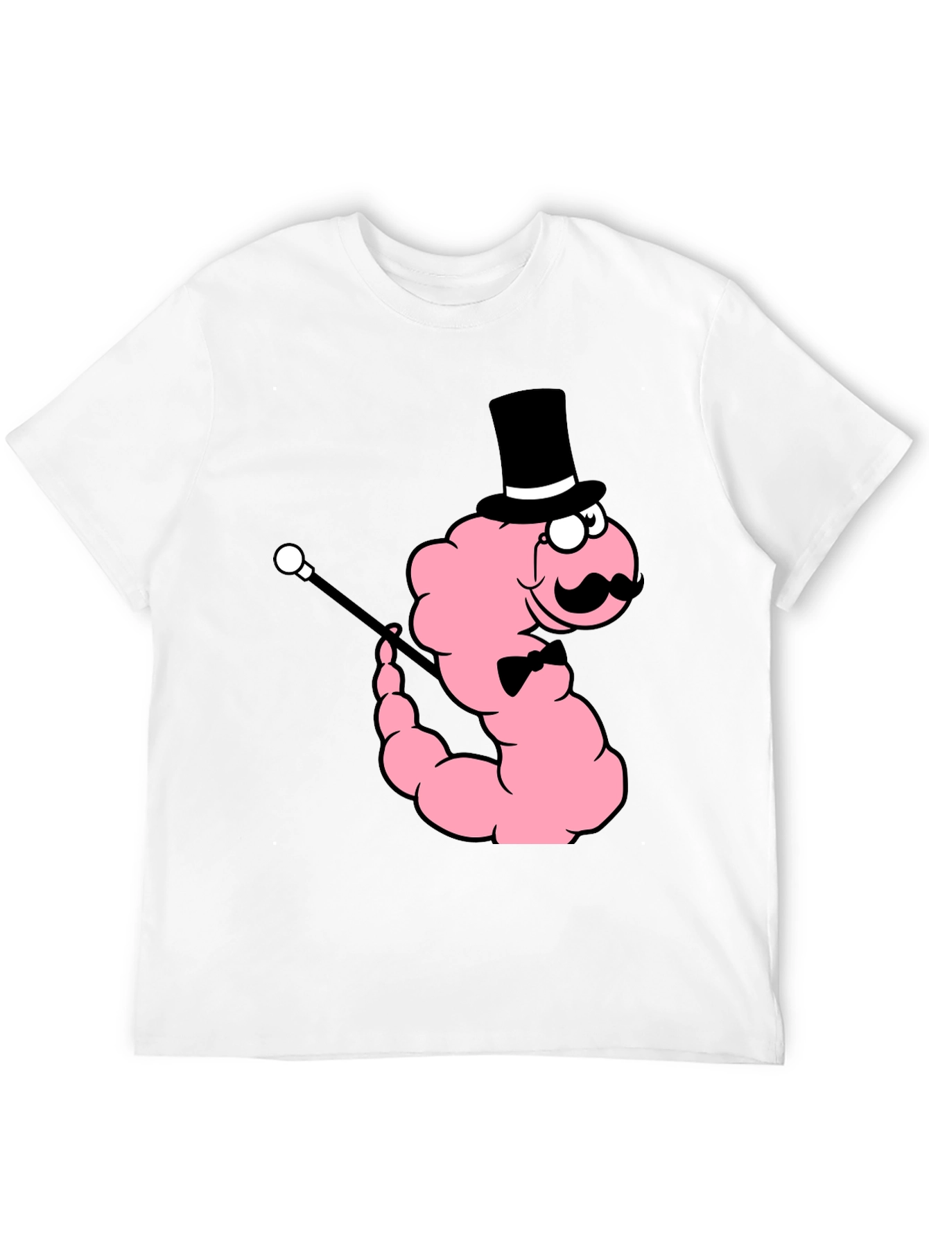 Dapper Worm Graphic Tee - Novelty Cartoon Shirt