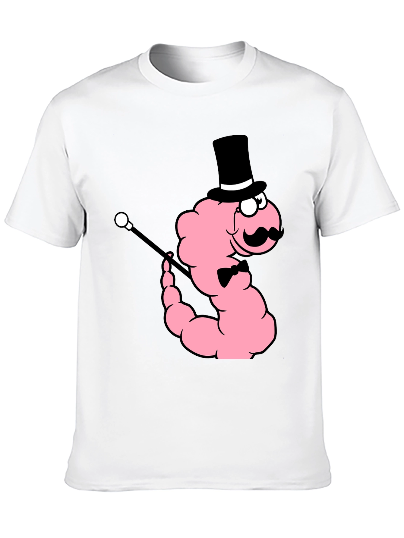 Dapper Worm Graphic Tee - Novelty Cartoon Shirt