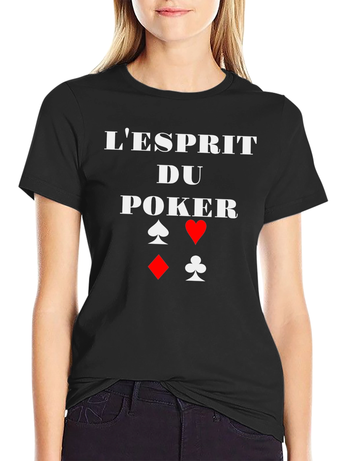 Poker Spirit Graphic Tee - Card Suits Design
