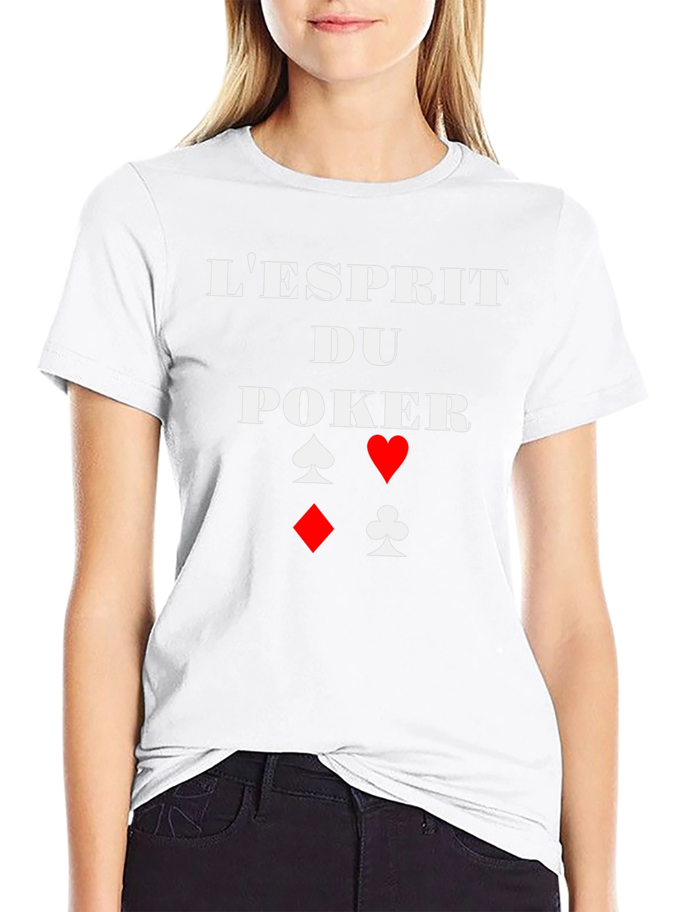 Poker Spirit Graphic Tee - Card Suits Design