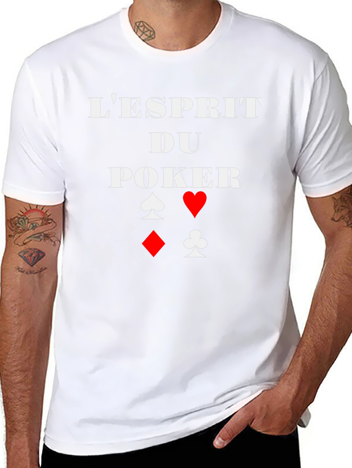 Poker Spirit Graphic Tee - Card Suits Design