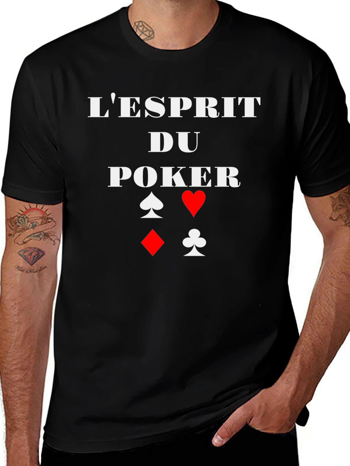 Poker Spirit Graphic Tee - Card Suits Design