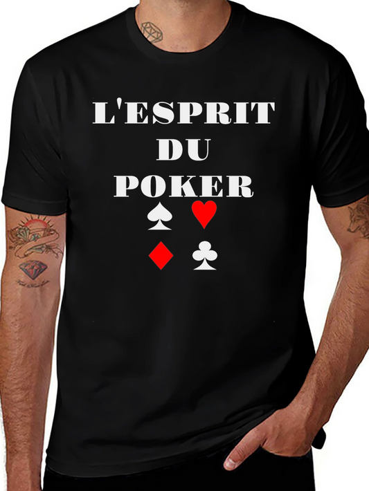 Poker Spirit Graphic Tee - Card Suits Design