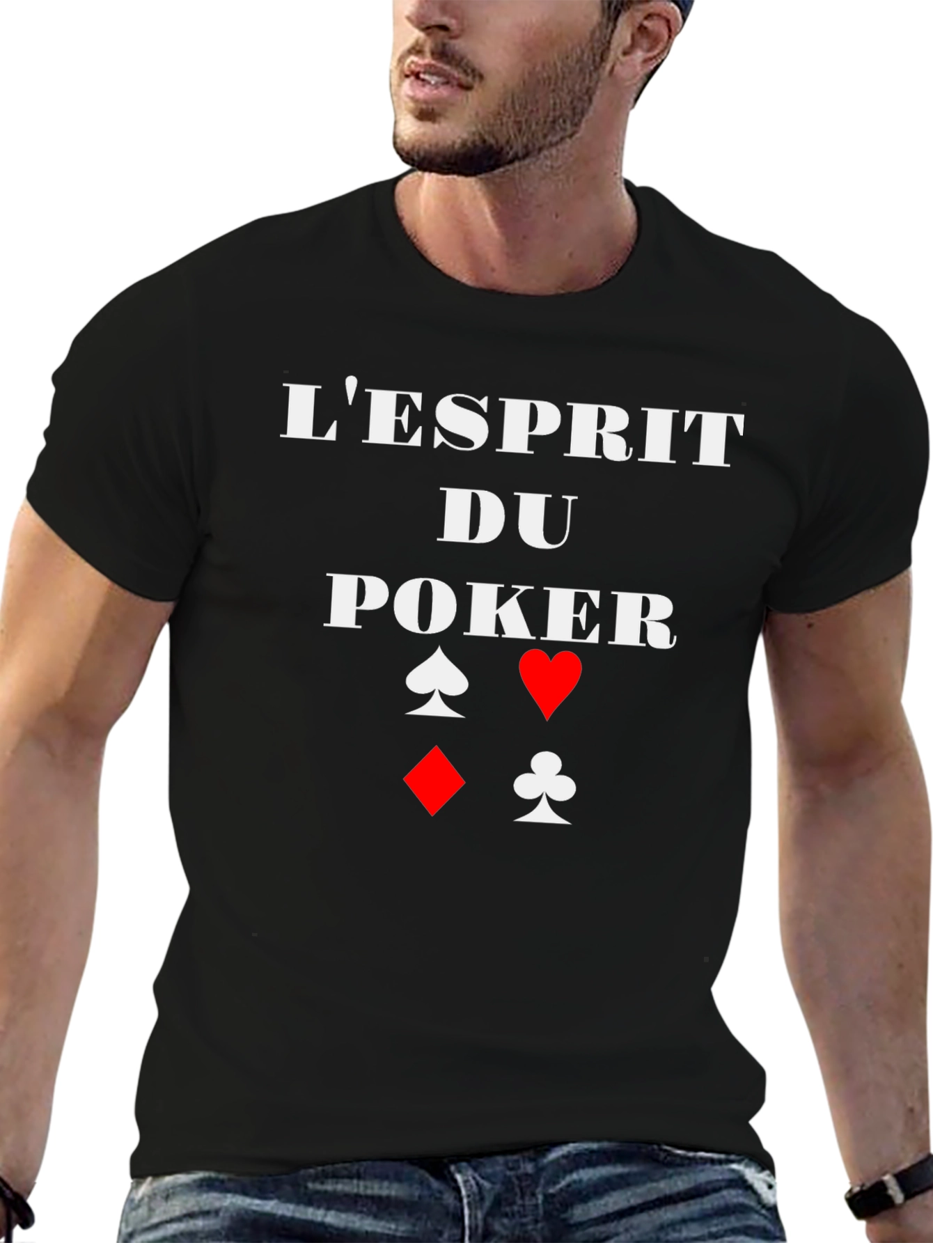 Poker Spirit Graphic Tee - Card Suits Design