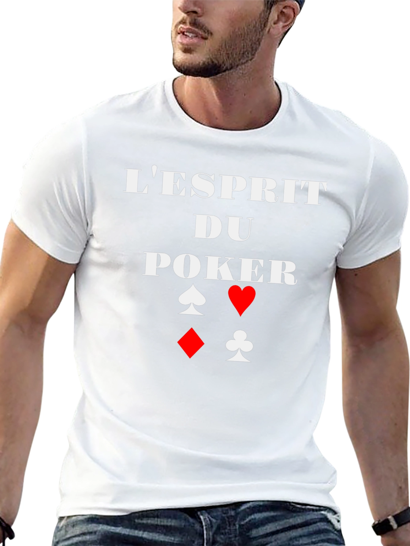 Poker Spirit Graphic Tee - Card Suits Design