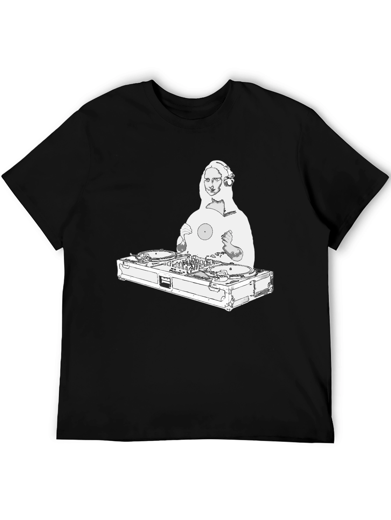 DJ Mona Lisa Graphic Tee - Black Crew Neck