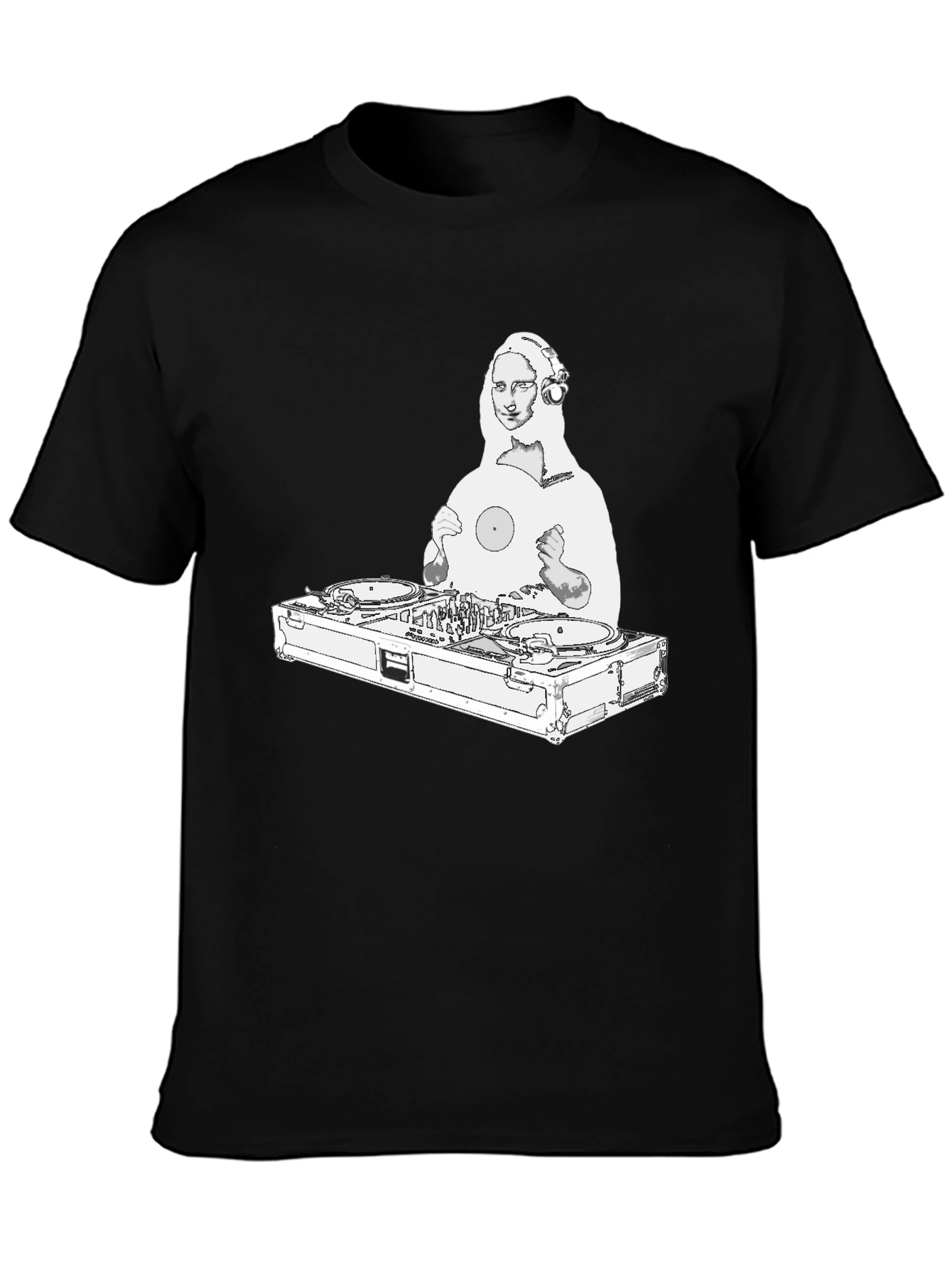 DJ Mona Lisa Graphic Tee - Black Crew Neck