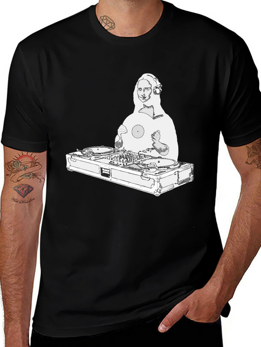 DJ Mona Lisa Graphic Tee - Black Crew Neck
