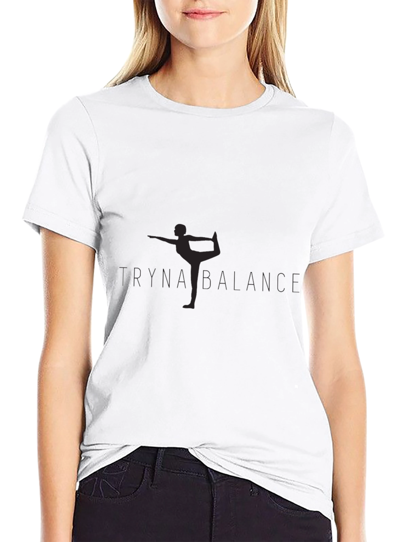 Mens Black Yoga Balance Graphic T-Shirt