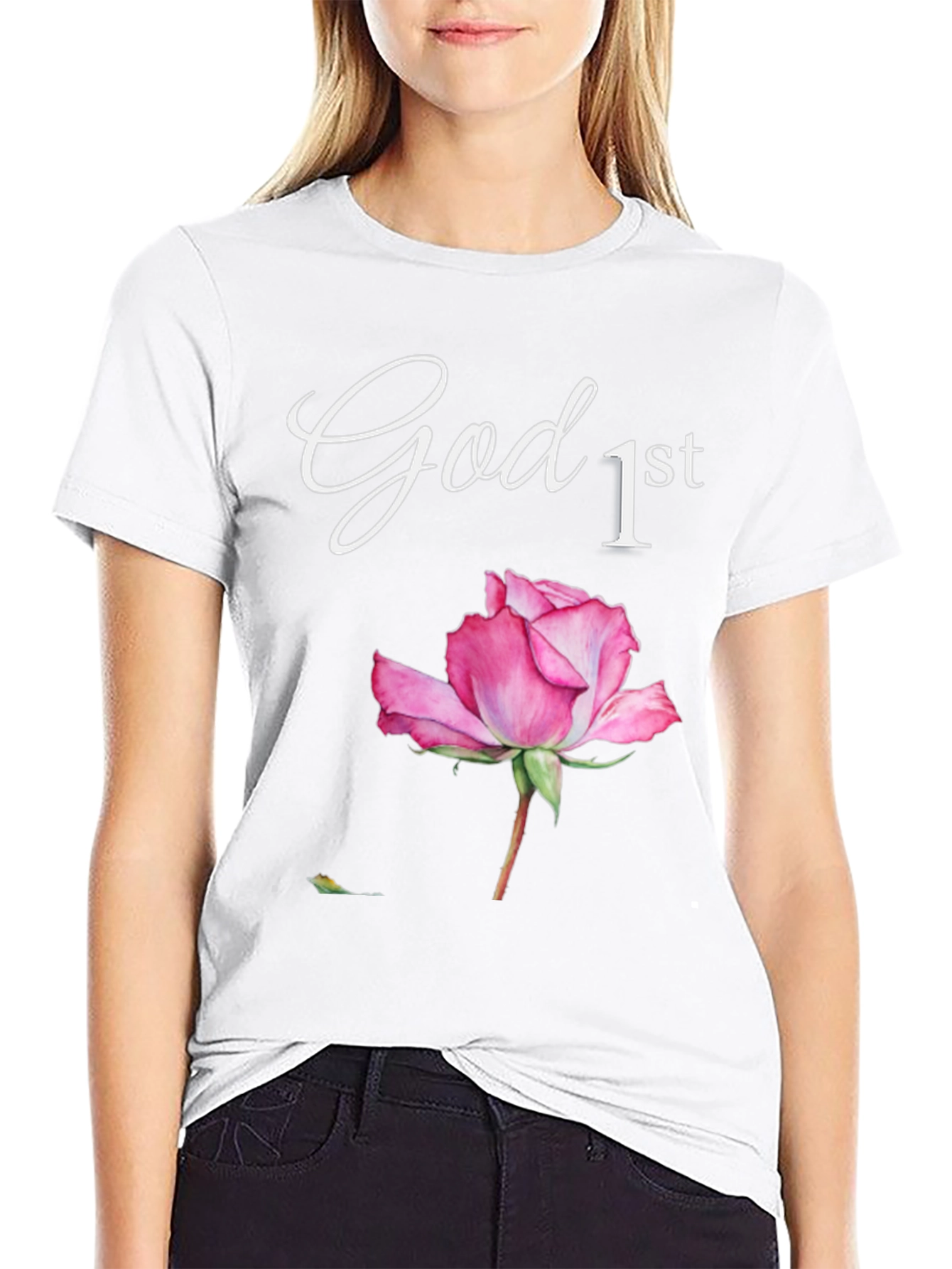 God First Rose Graphic T-Shirt