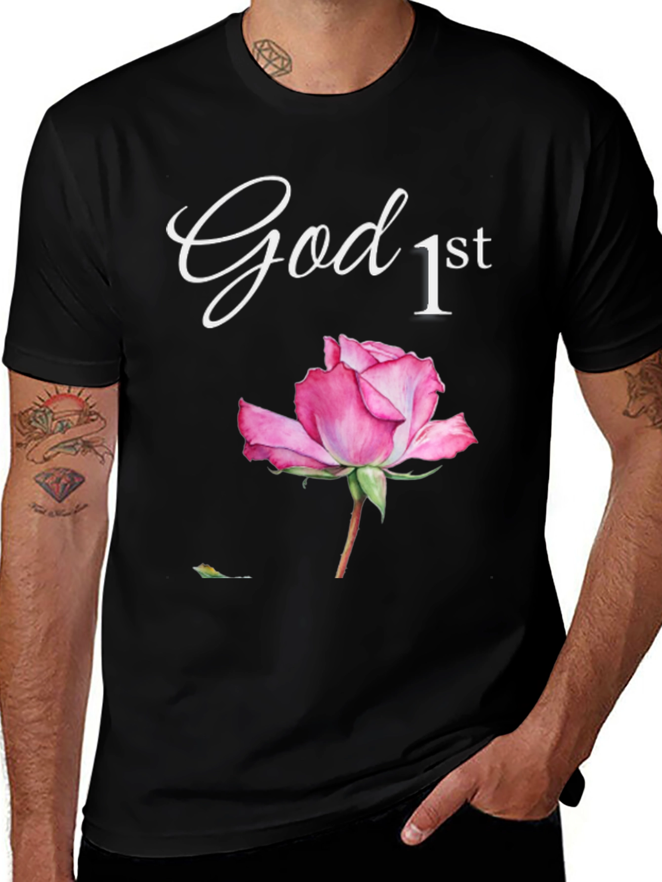 God First Rose Graphic T-Shirt