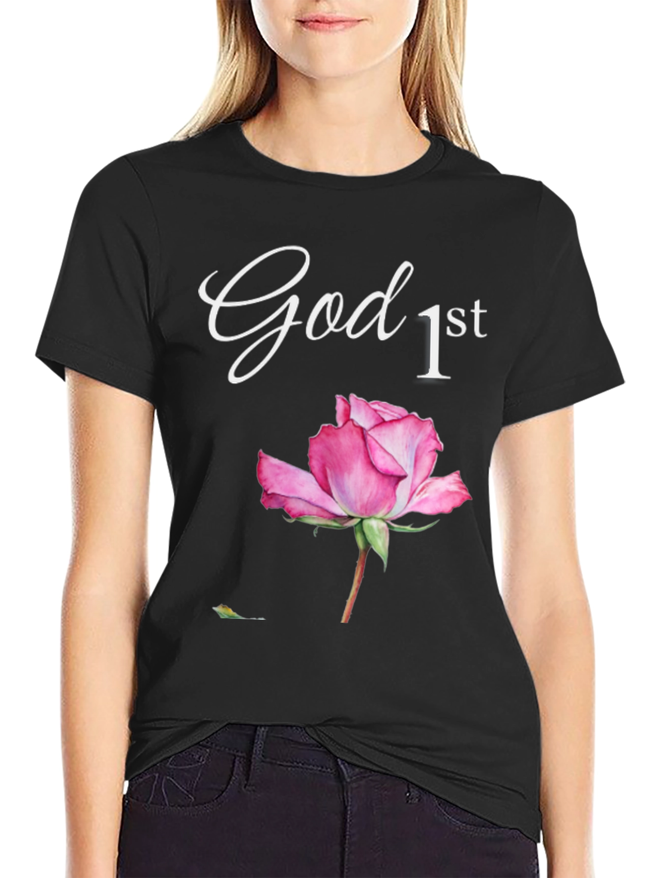 God First Rose Graphic T-Shirt