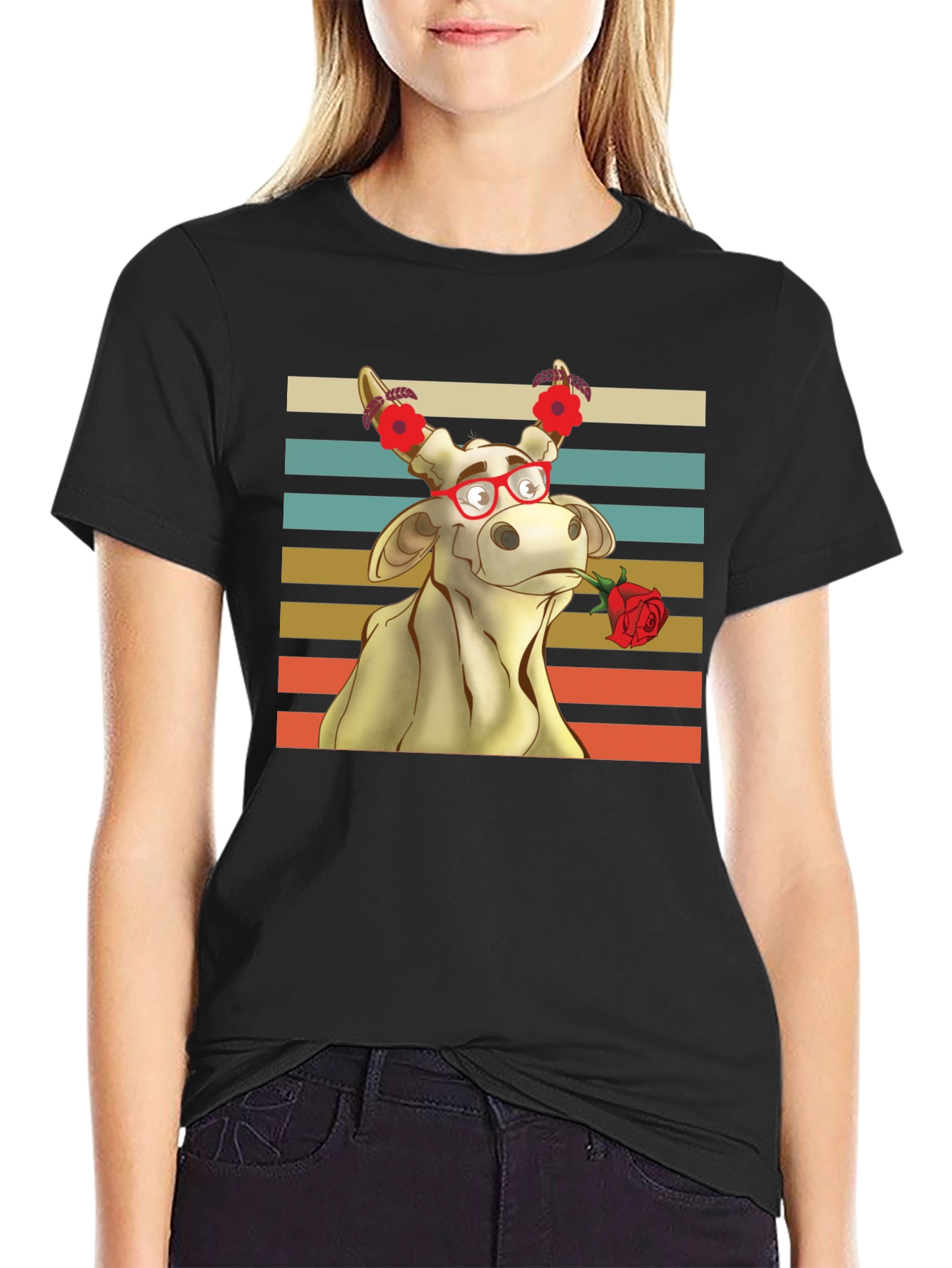 Romantic Cow Graphic Tee - Unique Animal Lover Shirt