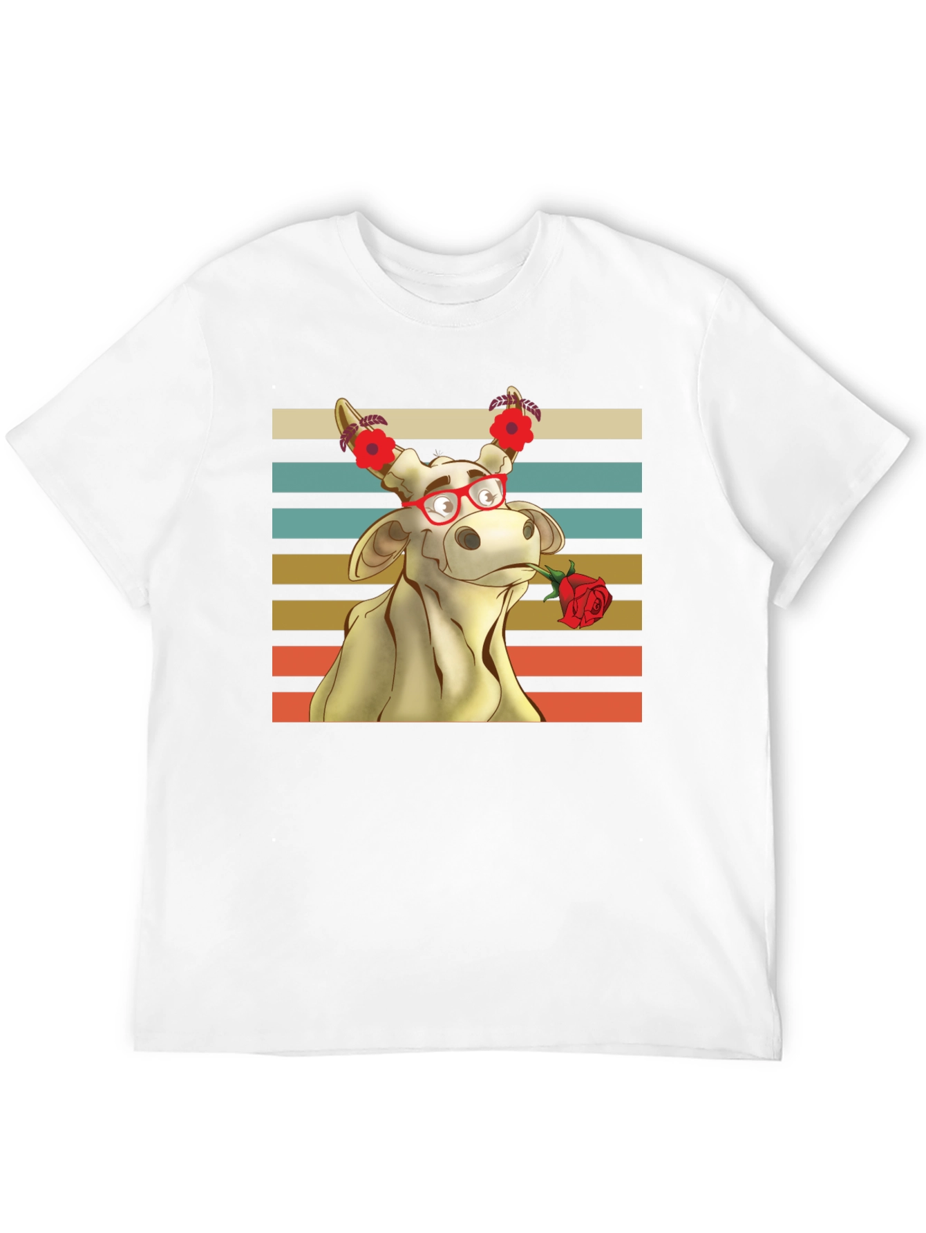 Romantic Cow Graphic Tee - Unique Animal Lover Shirt