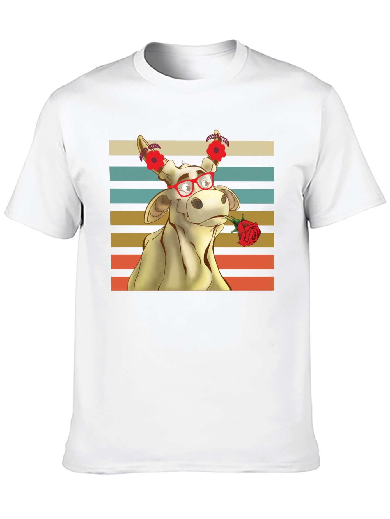 Romantic Cow Graphic Tee - Unique Animal Lover Shirt