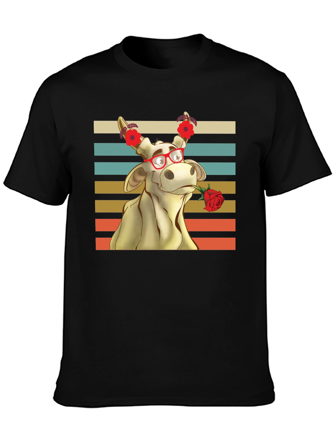 Romantic Cow Graphic Tee - Unique Animal Lover Shirt