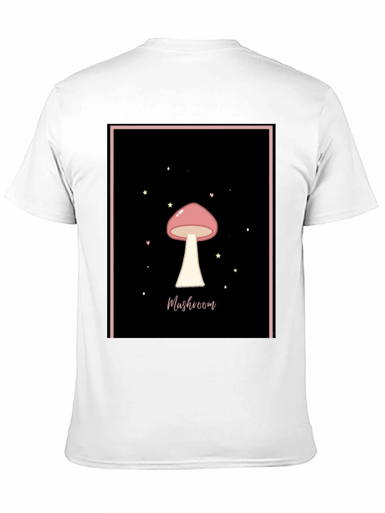 Mushroom Graphic Tee - Black Cotton Casual T-Shirt