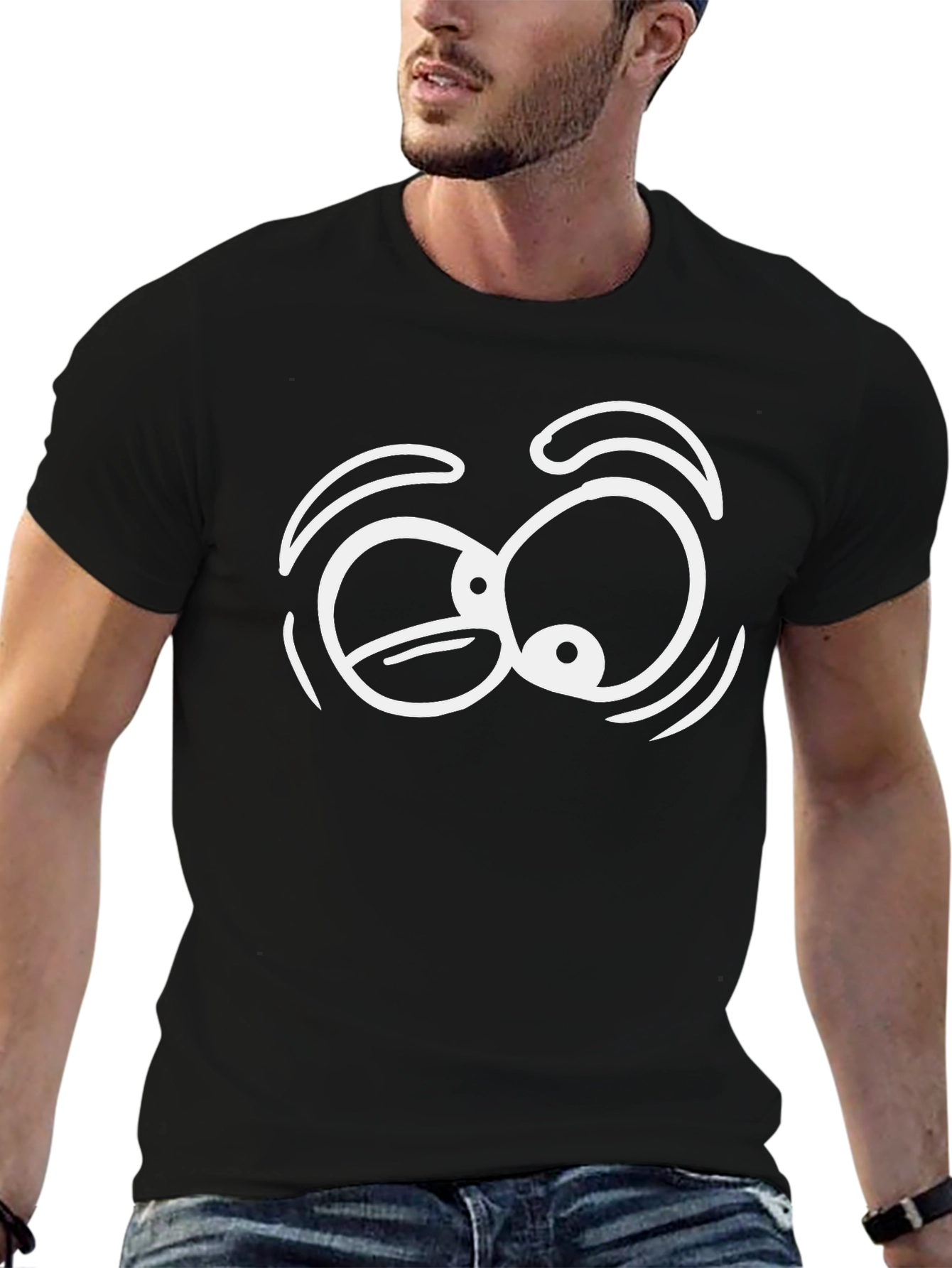 Cartoon Eyes Black T-Shirt