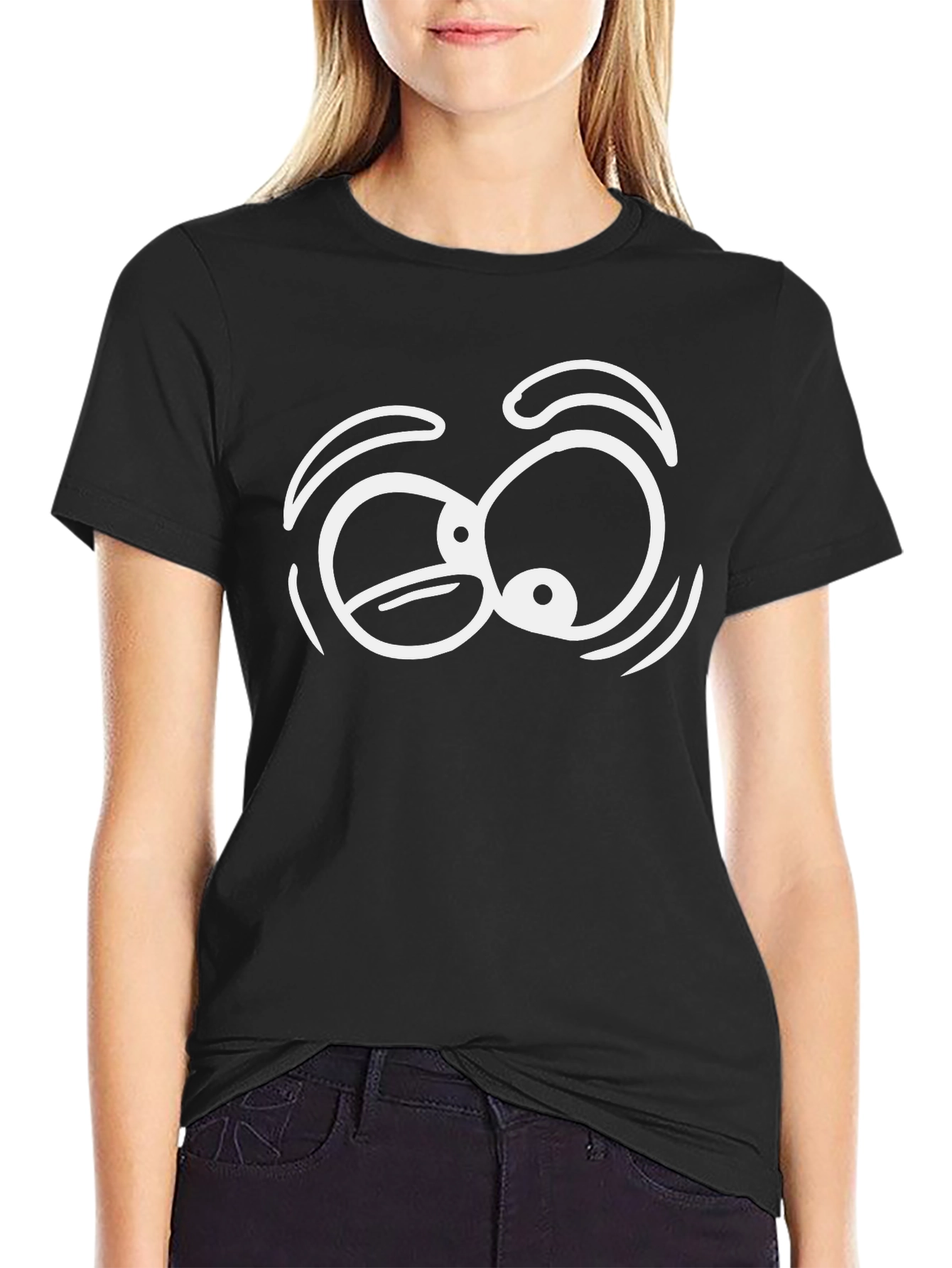 Cartoon Eyes Black T-Shirt