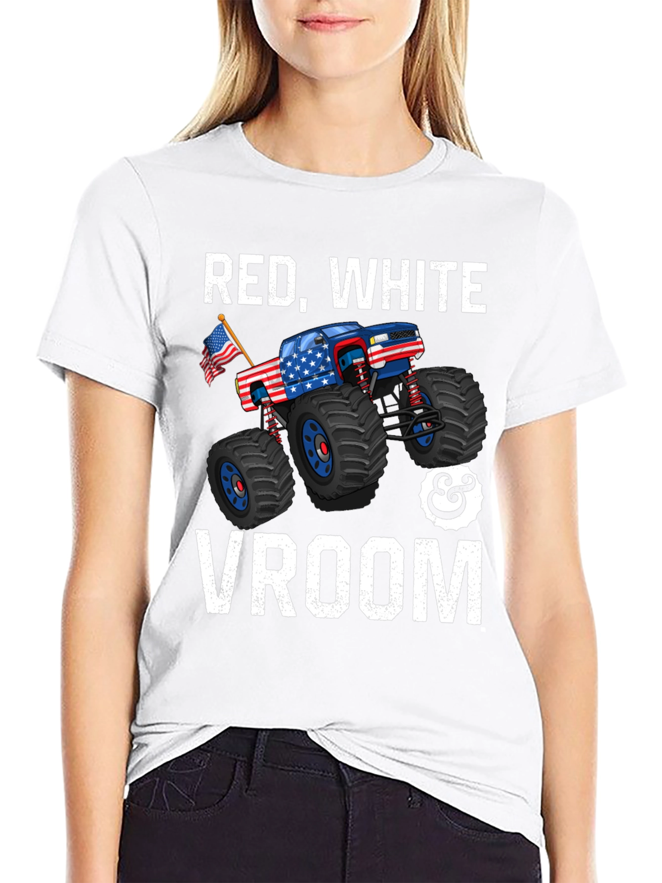 Red White & Vroom Monster Truck Graphic Tee