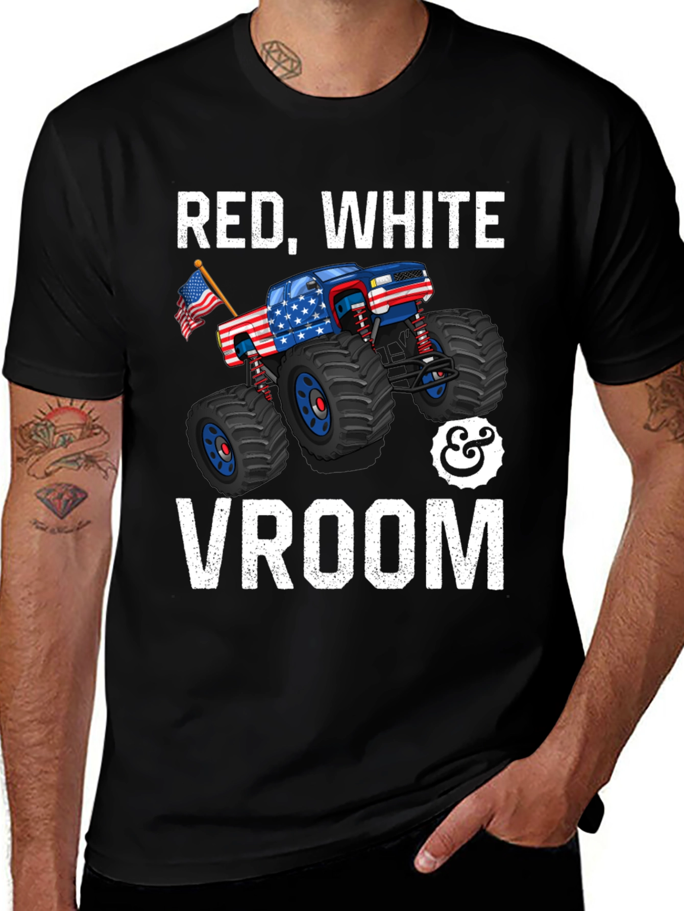 Red White & Vroom Monster Truck Graphic Tee