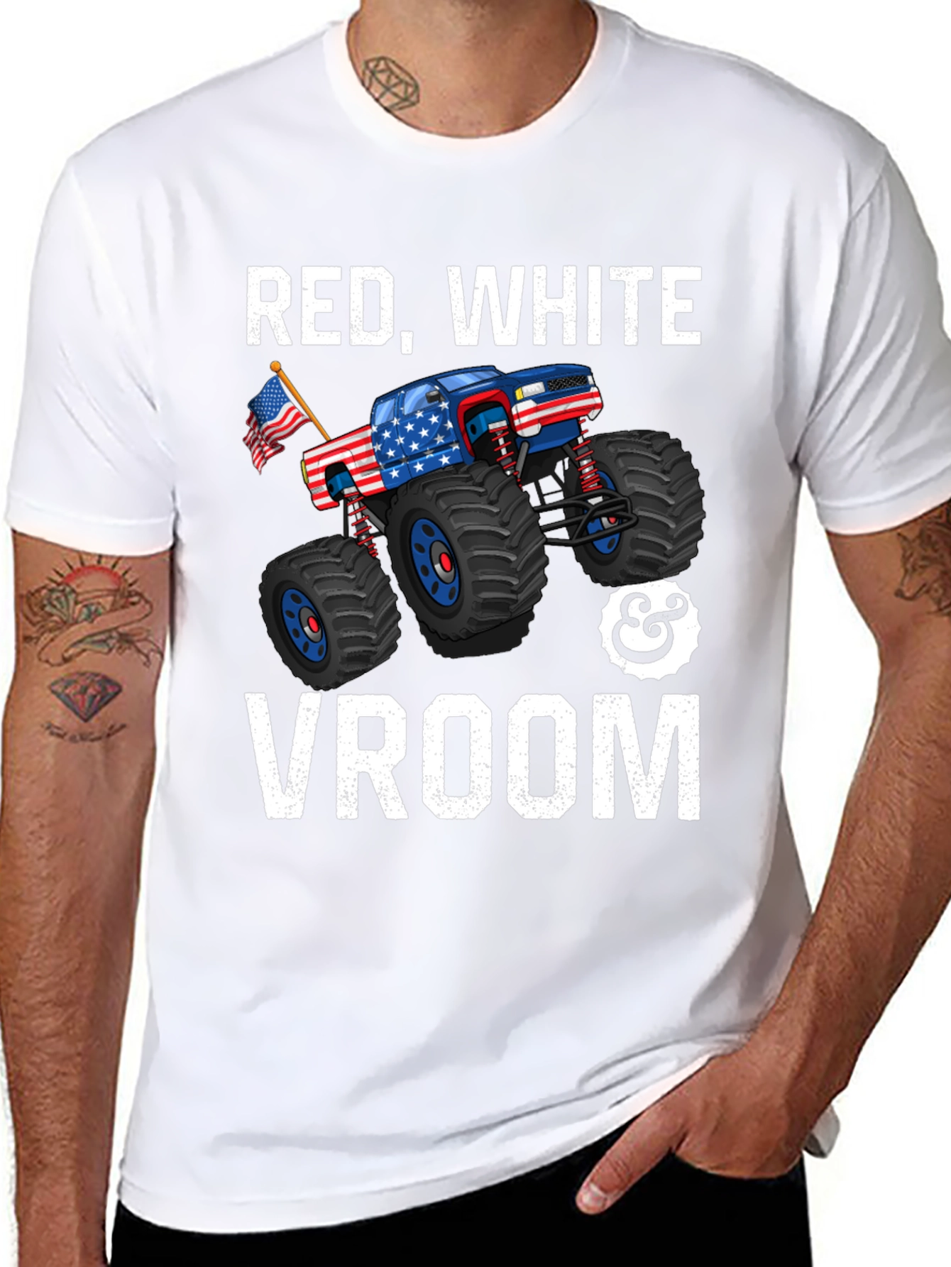 Red White & Vroom Monster Truck Graphic Tee