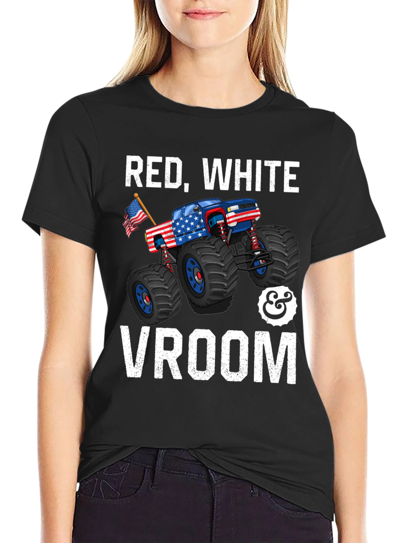 Red White & Vroom Monster Truck Graphic Tee