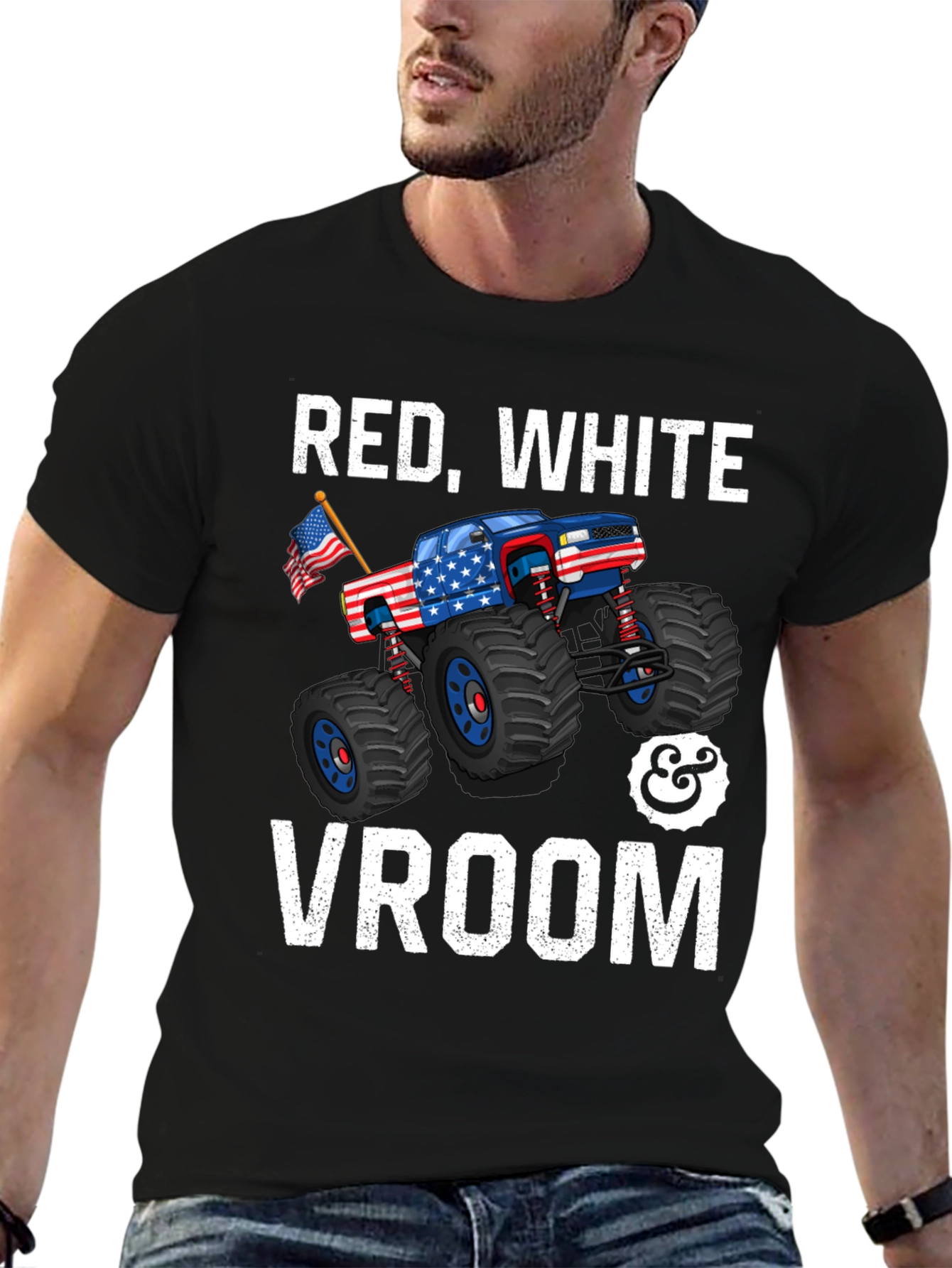 Red White & Vroom Monster Truck Graphic Tee