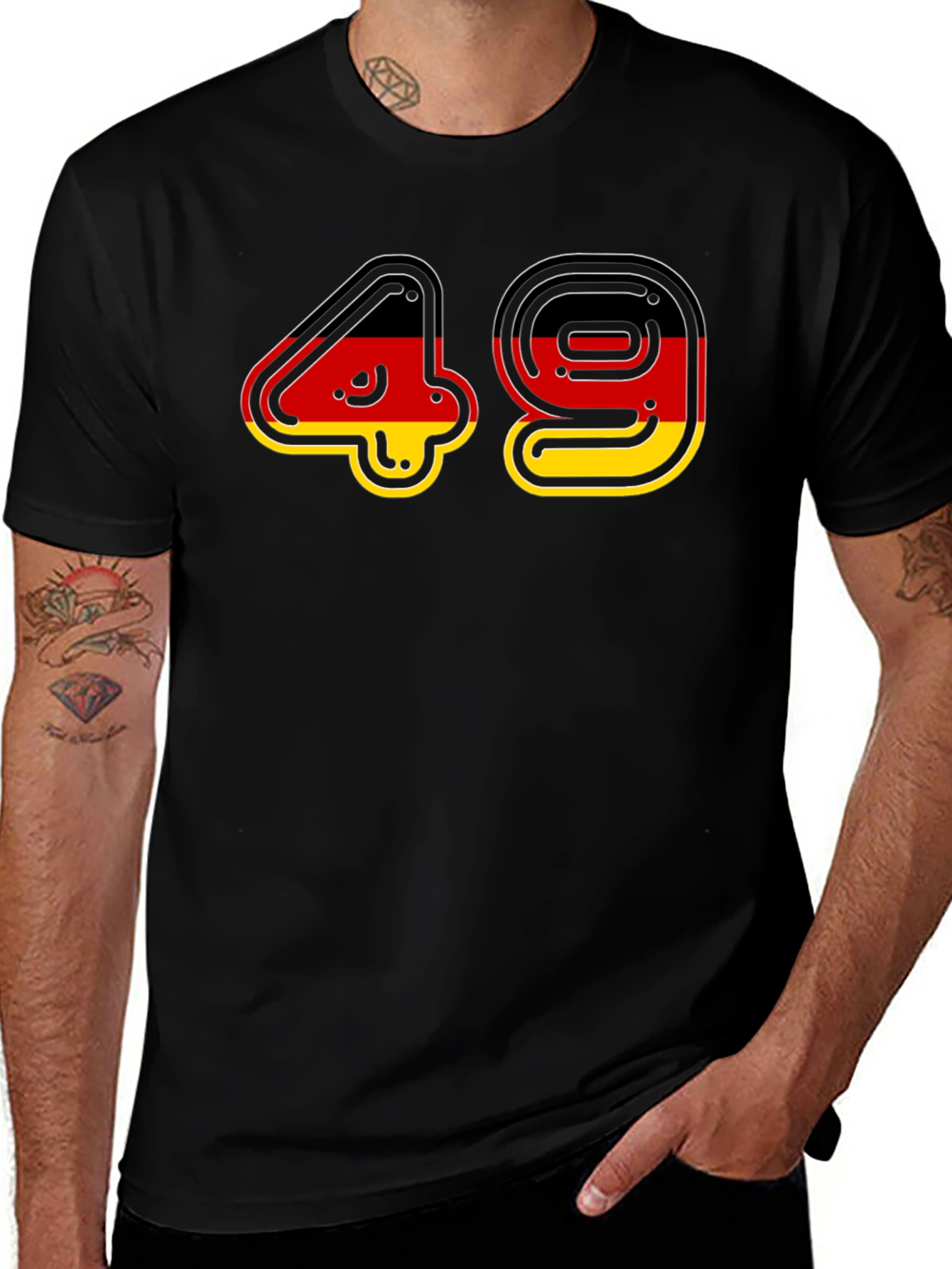 Germany Flag 49 Black T-Shirt