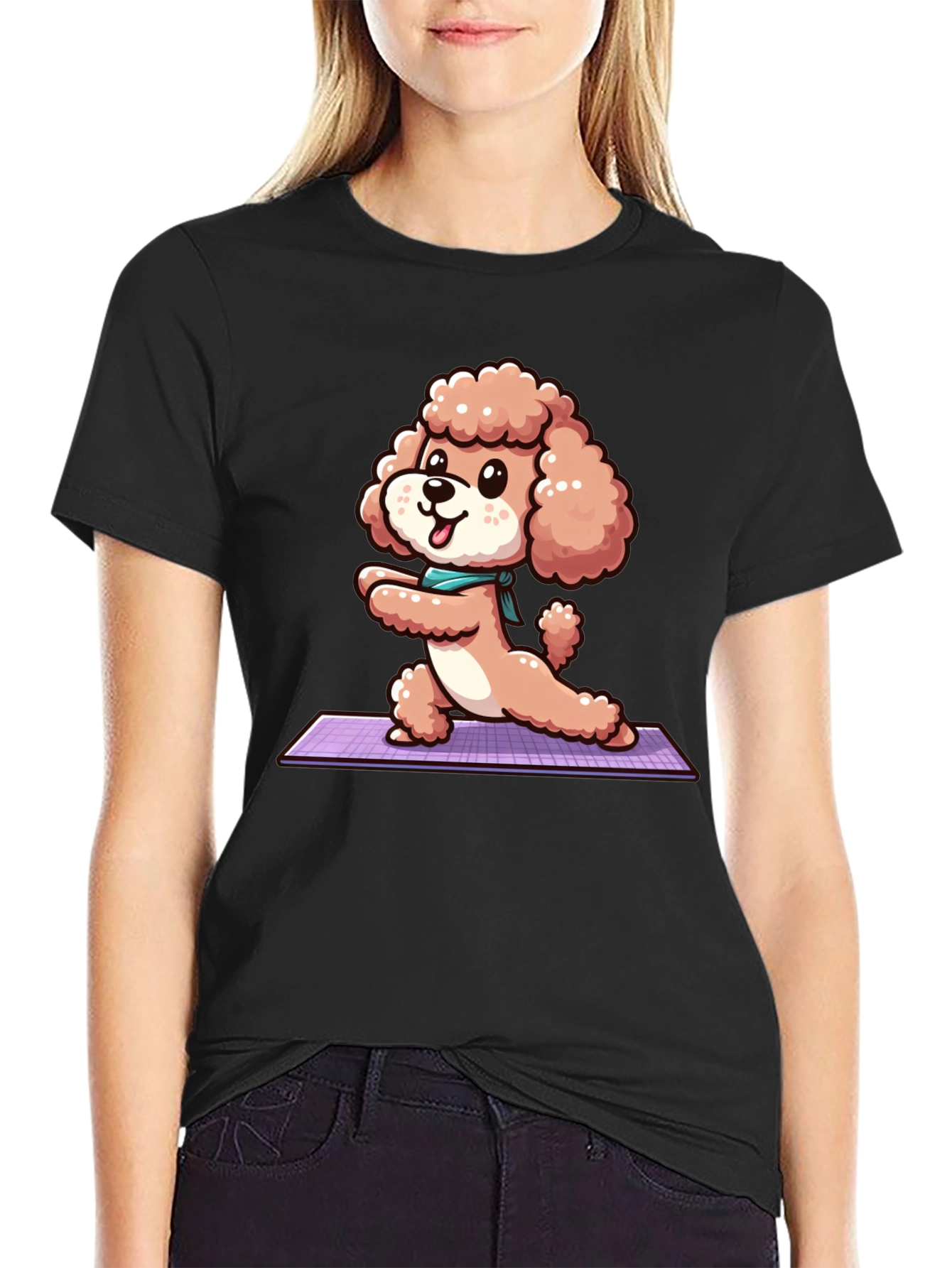 Yoga Poodle T-Shirt - Cute Cartoon Dog Tee