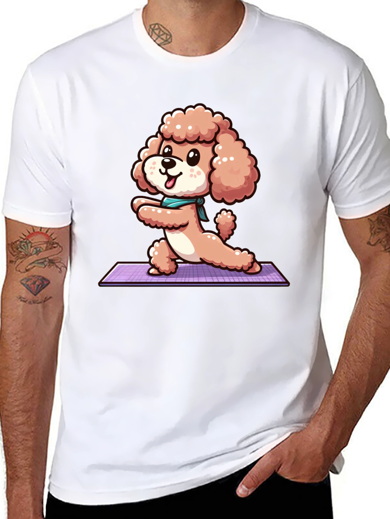 Yoga Poodle T-Shirt - Cute Cartoon Dog Tee