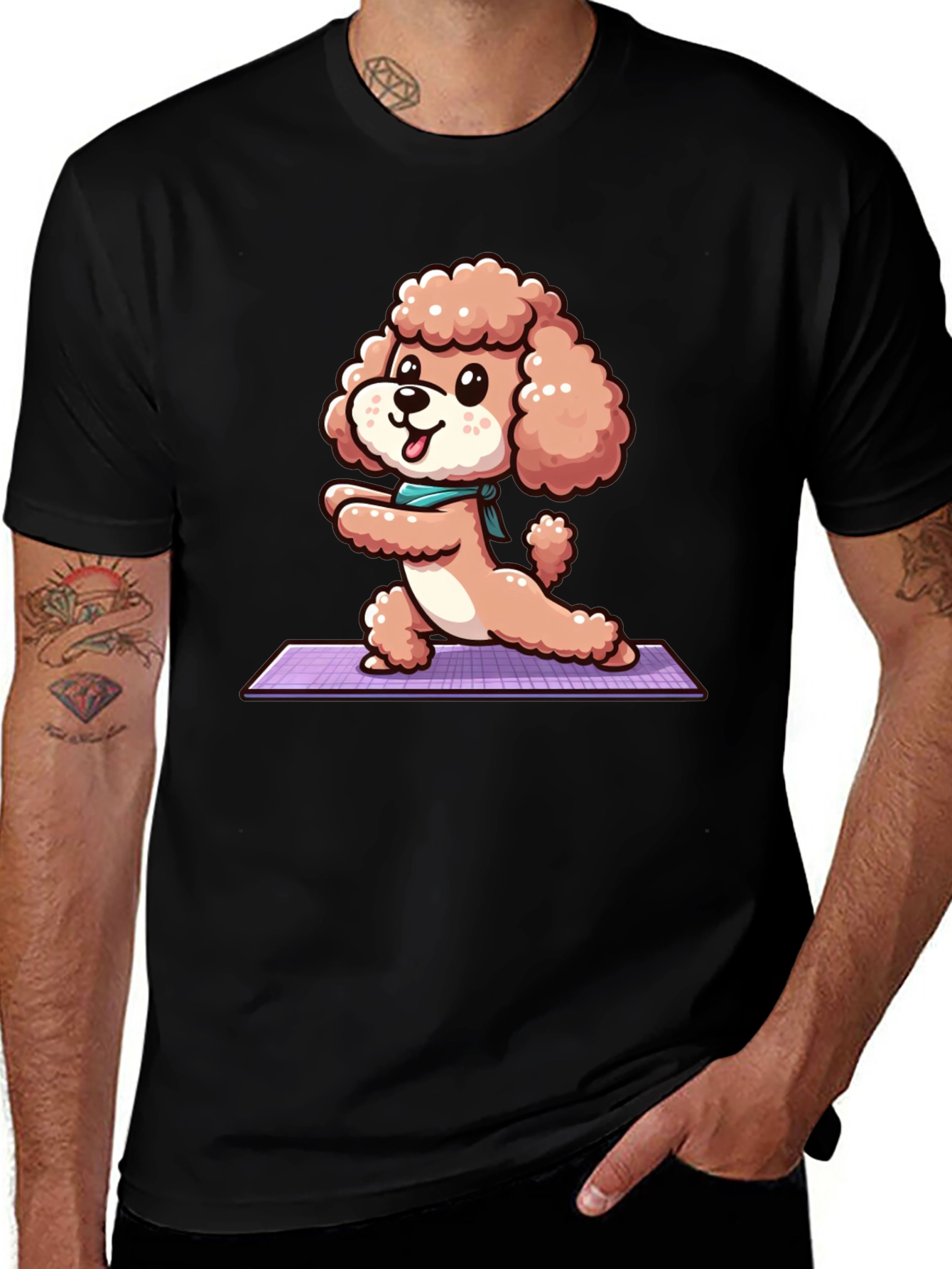 Yoga Poodle T-Shirt - Cute Cartoon Dog Tee
