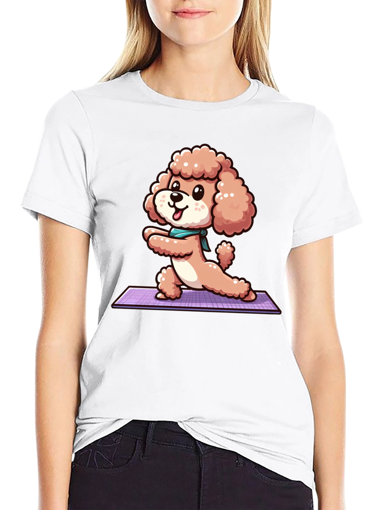 Yoga Poodle T-Shirt - Cute Cartoon Dog Tee