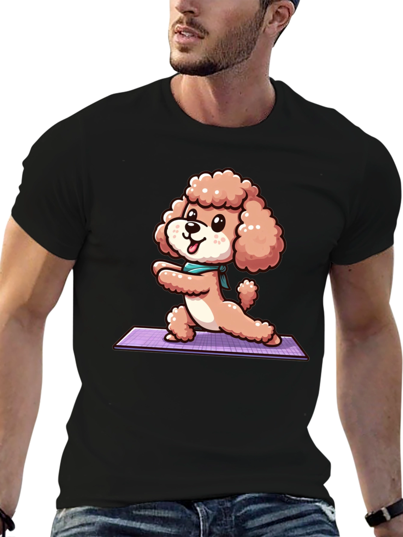 Yoga Poodle T-Shirt - Cute Cartoon Dog Tee