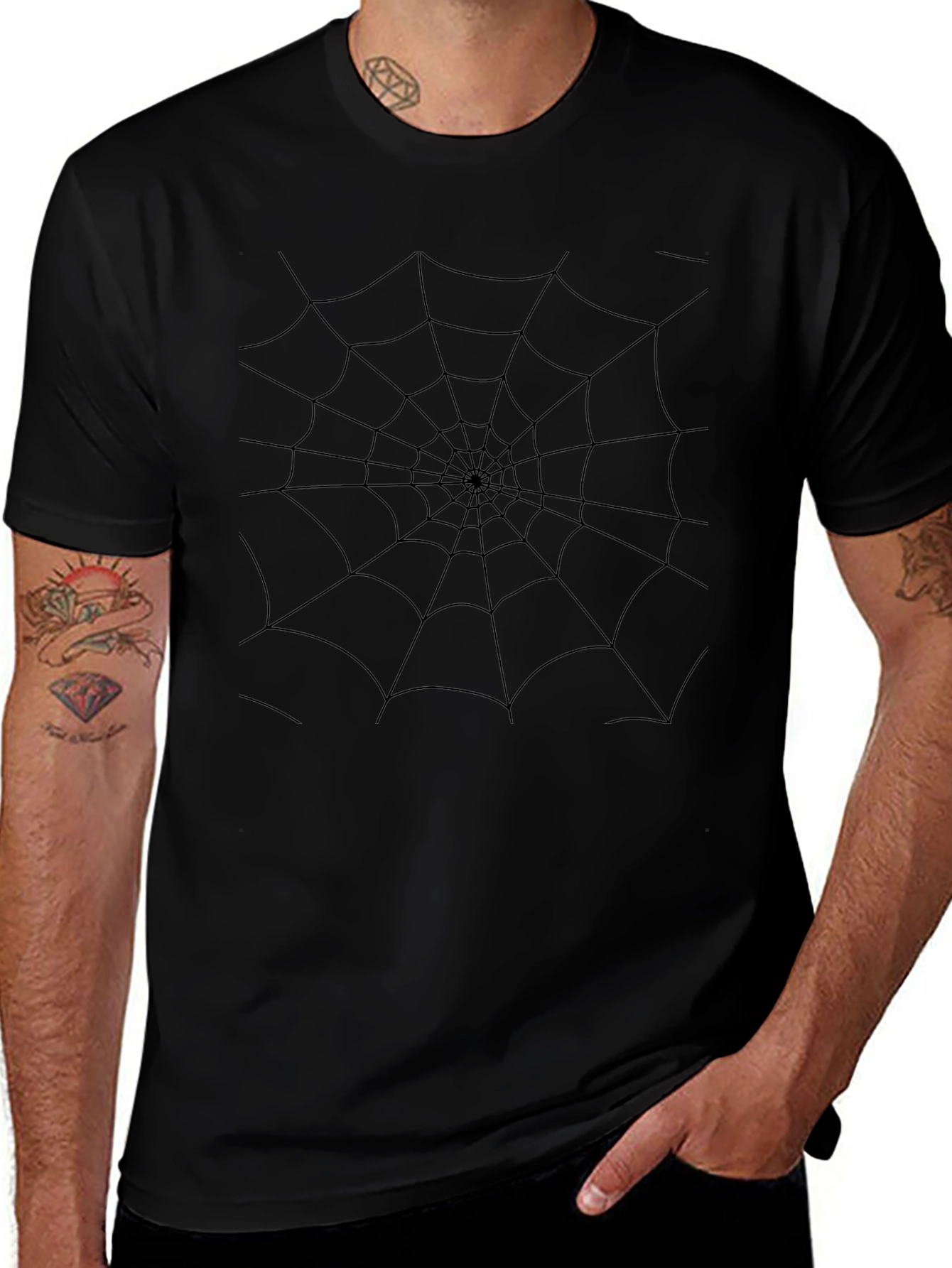 Spider Web Graphic Black T-Shirt - Halloween Ready