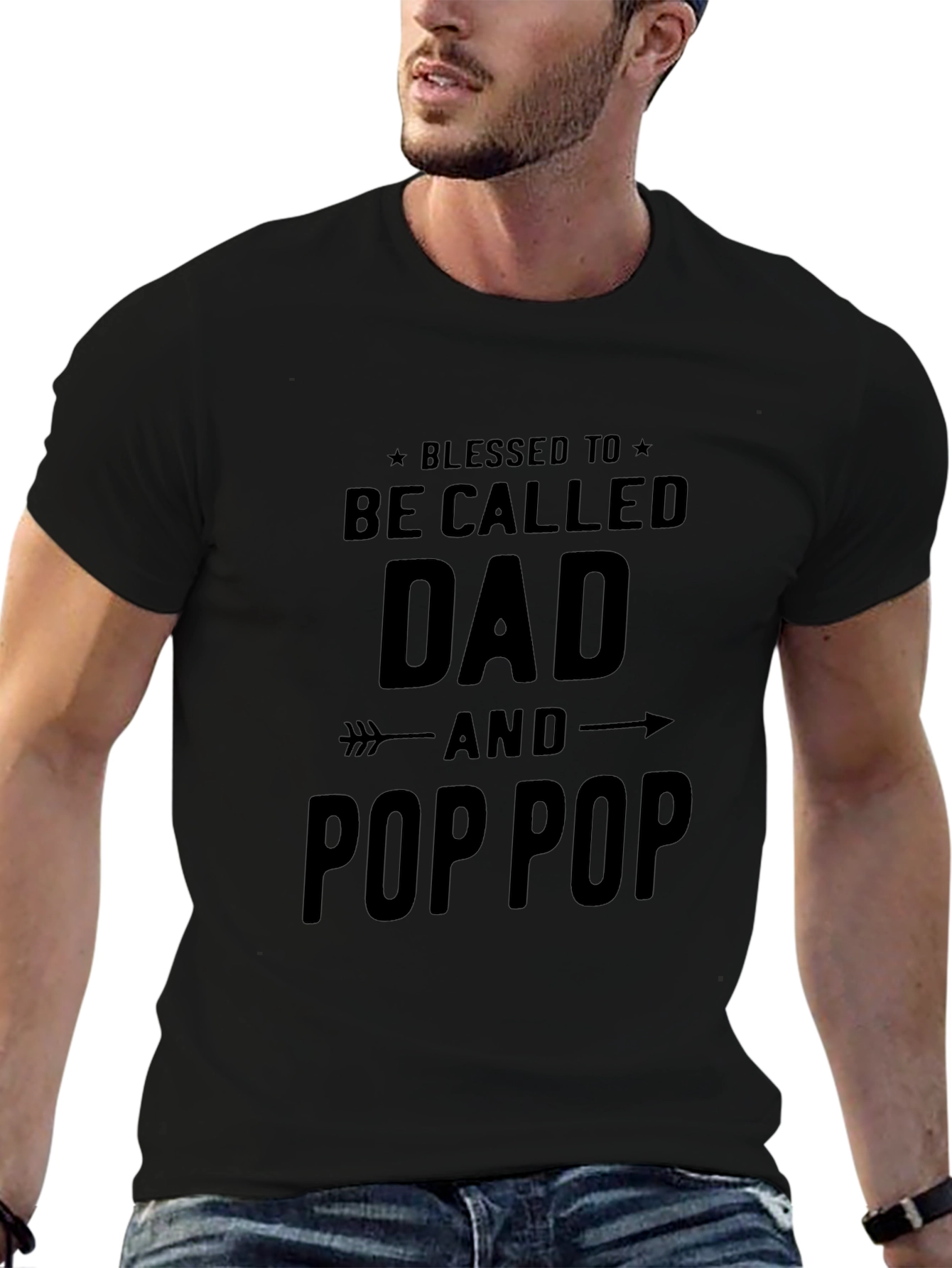 Blessed Dad and Pop Pop Black T-Shirt
