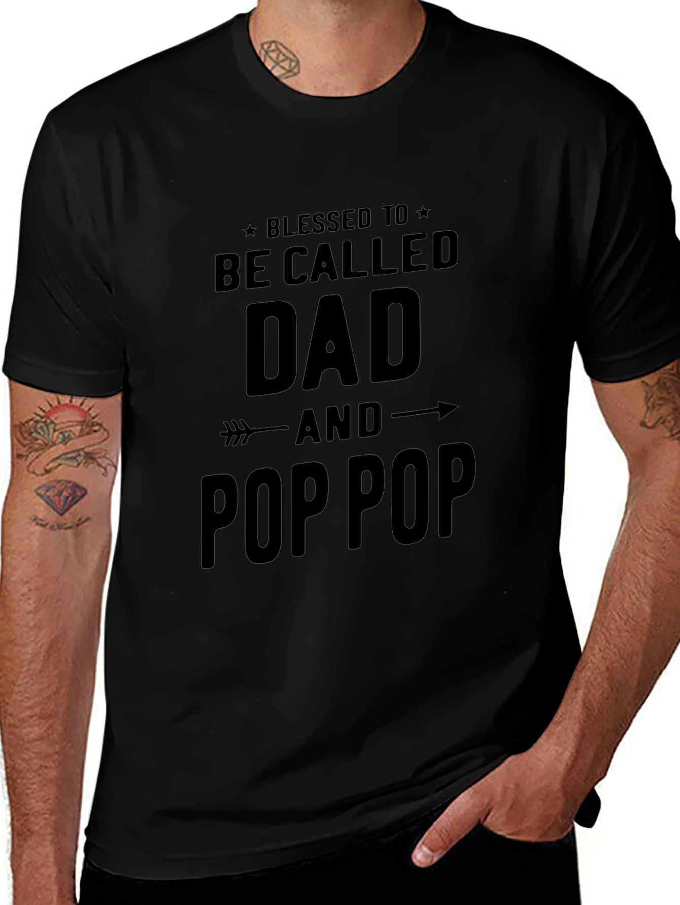 Blessed Dad and Pop Pop Black T-Shirt