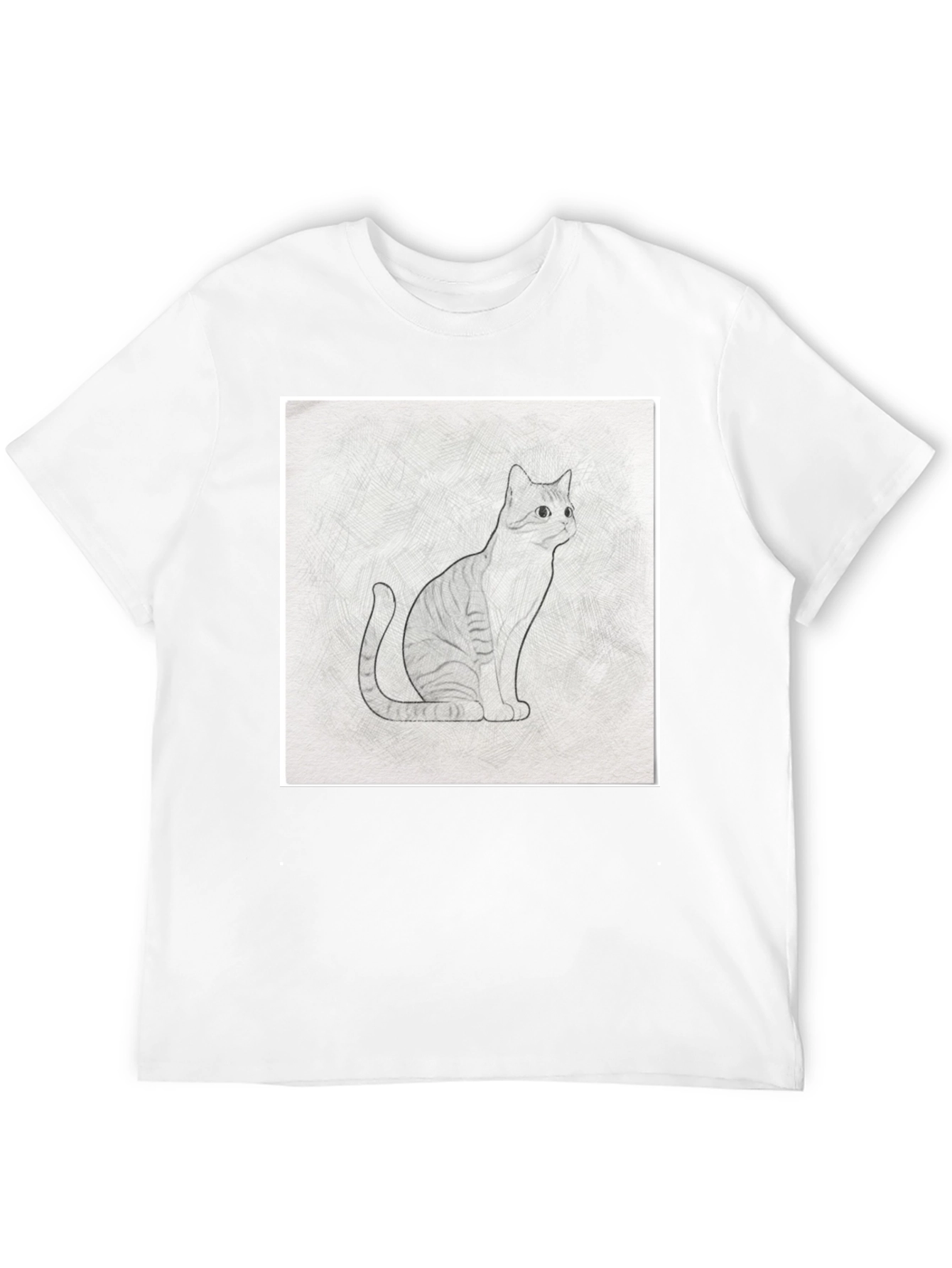 Cool Cat Sketch Graphic Tee - Black Casual T-Shirt