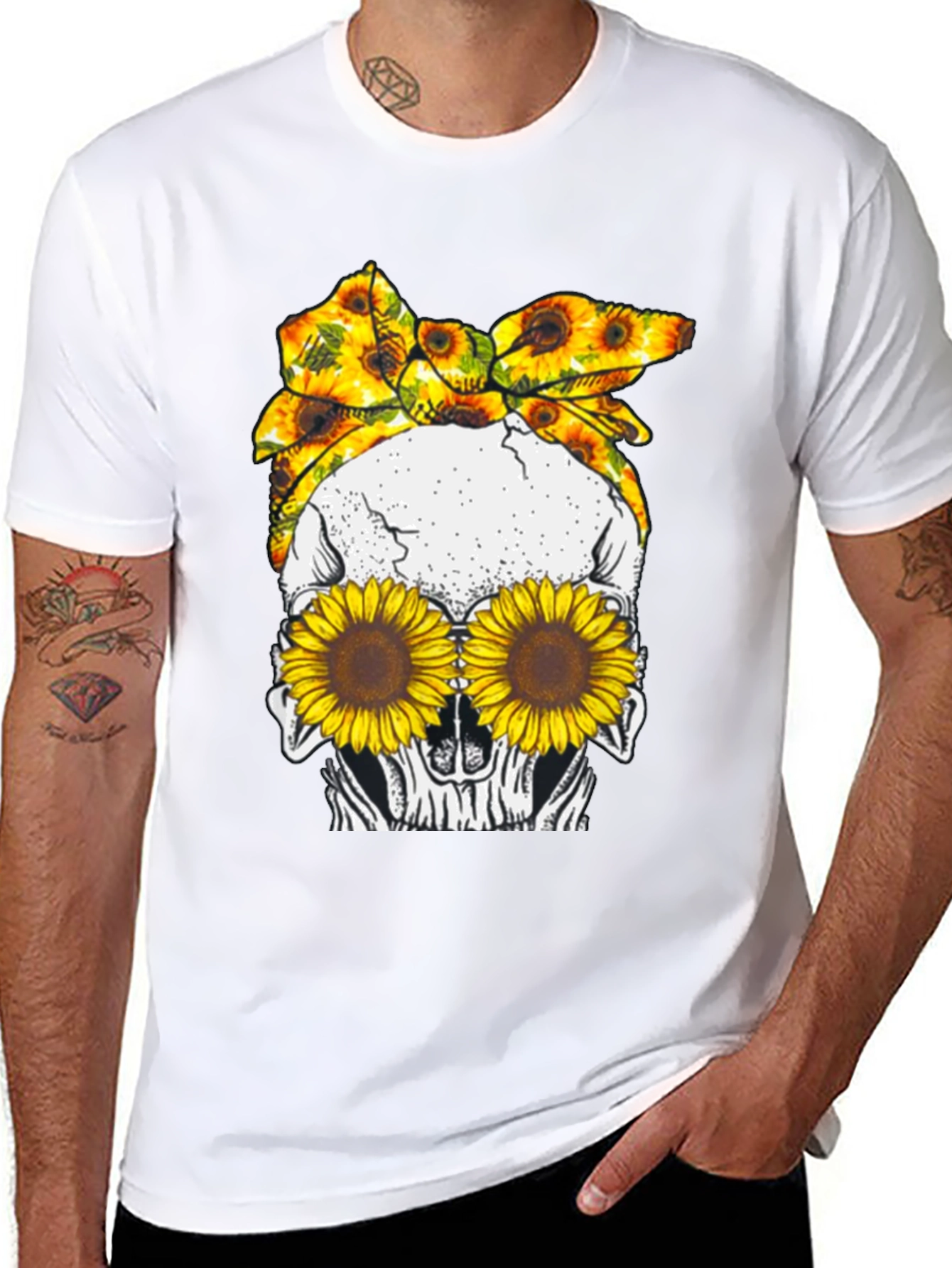 Skull Sunflower Graphic Tee