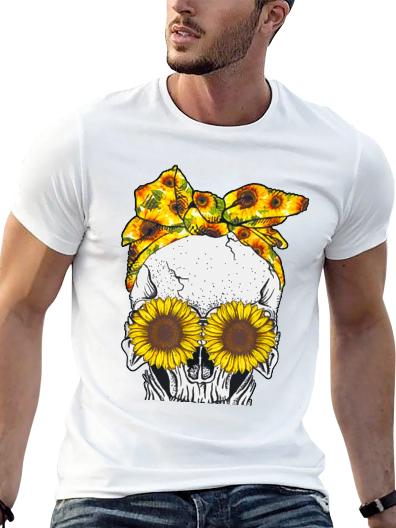Skull Sunflower Graphic Tee