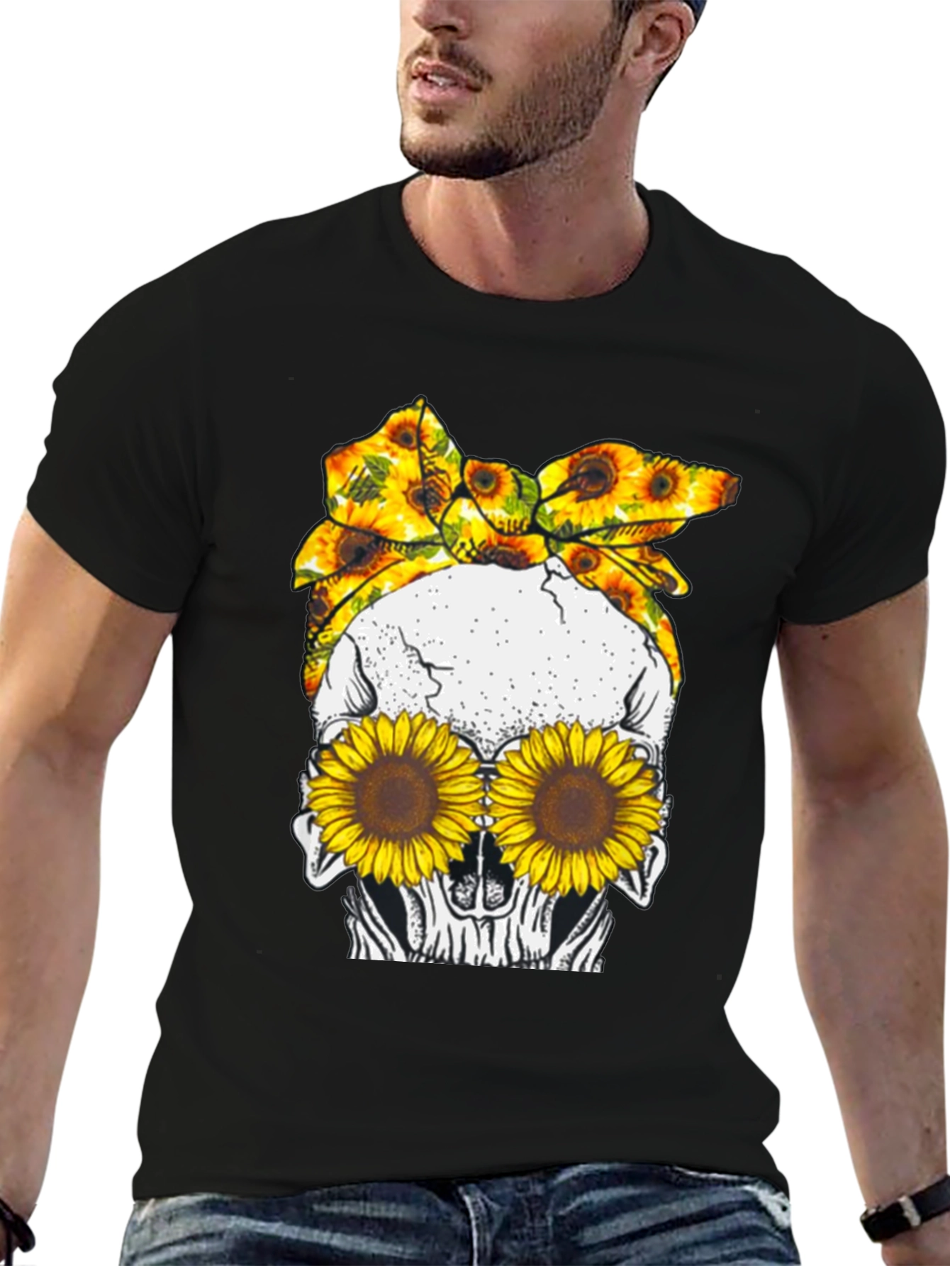 Skull Sunflower Graphic Tee