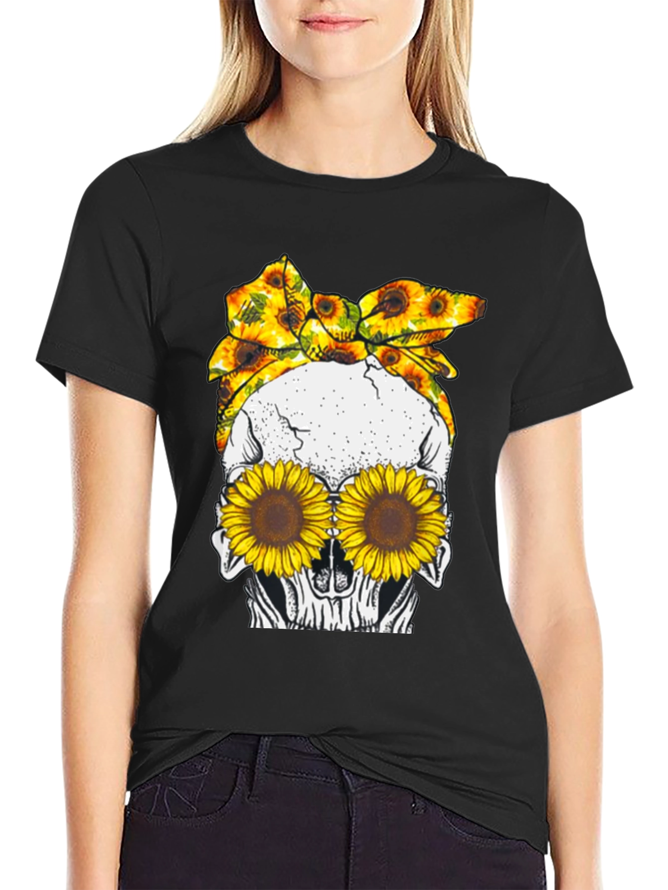 Skull Sunflower Graphic Tee