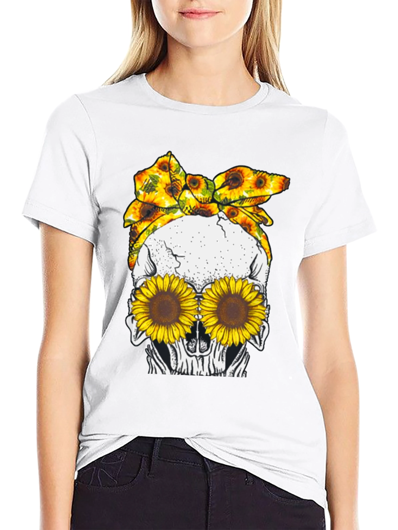 Skull Sunflower Graphic Tee