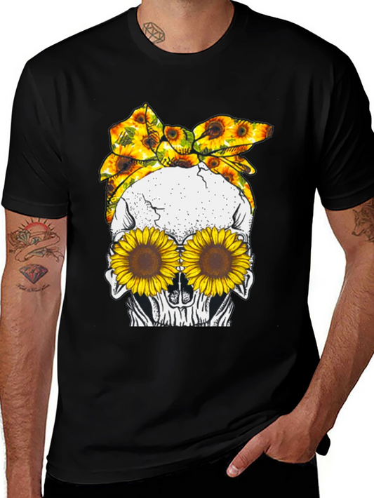 Skull Sunflower Graphic Tee