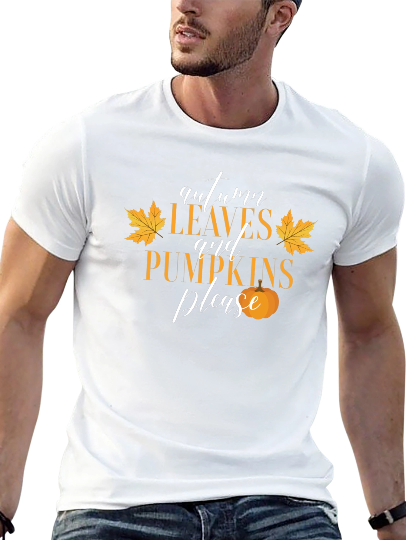 Autumn Leaves and Pumpkins Please T-Shirt