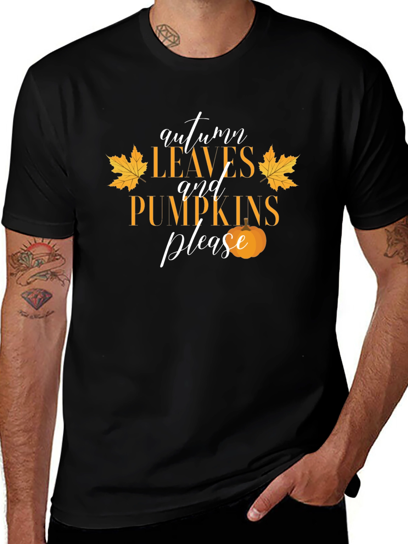 Autumn Leaves and Pumpkins Please T-Shirt