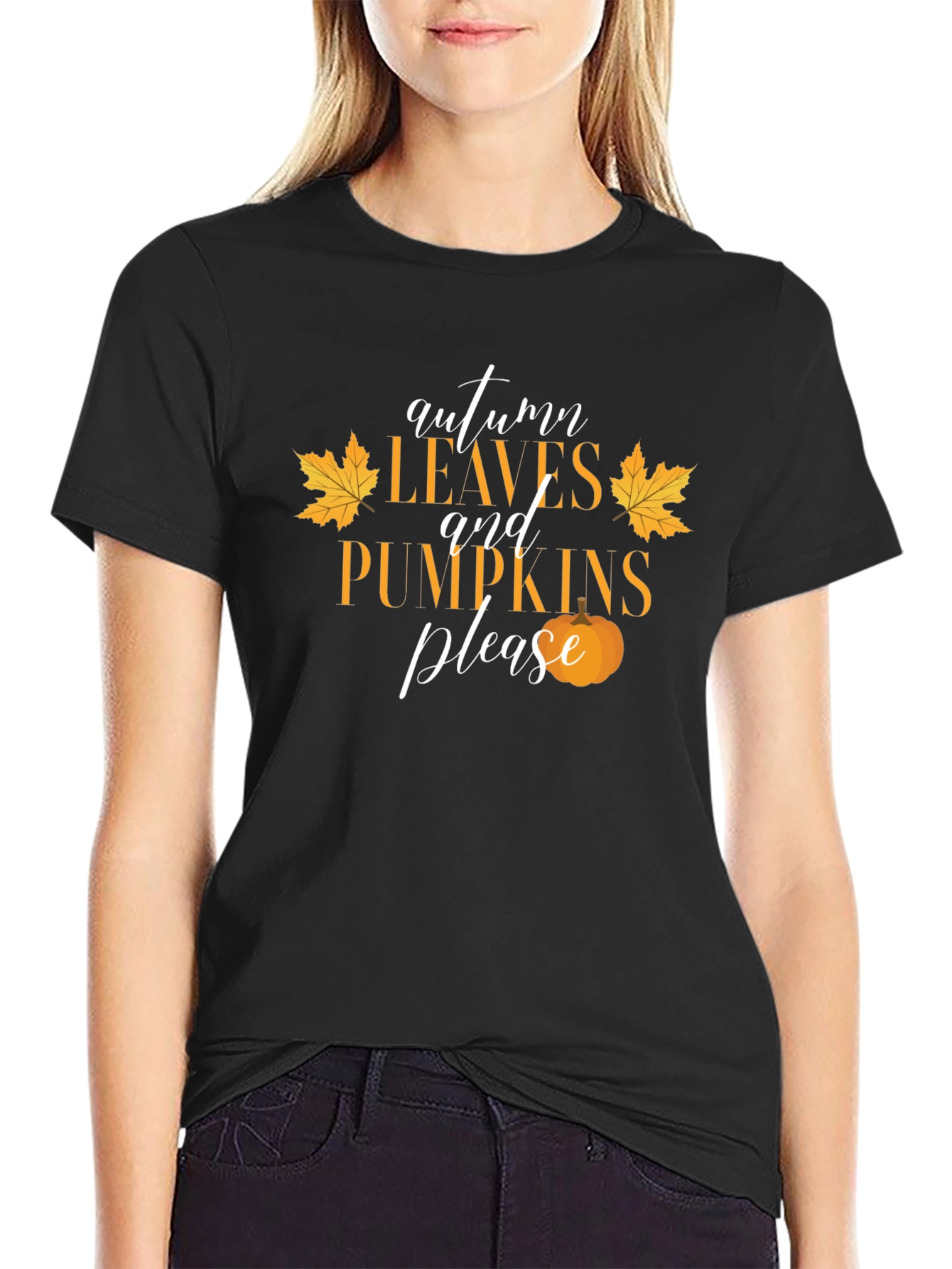 Autumn Leaves and Pumpkins Please T-Shirt