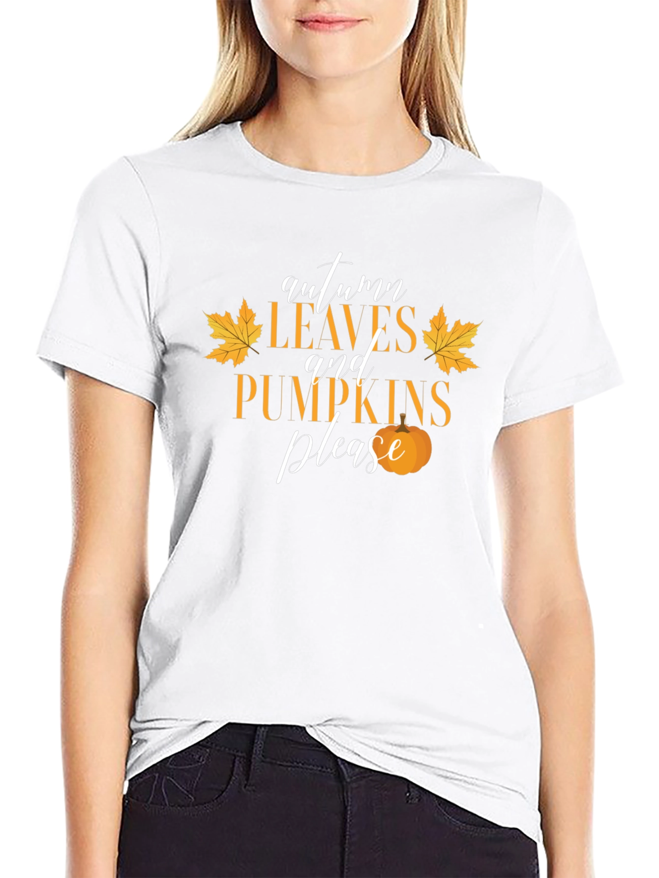Autumn Leaves and Pumpkins Please T-Shirt
