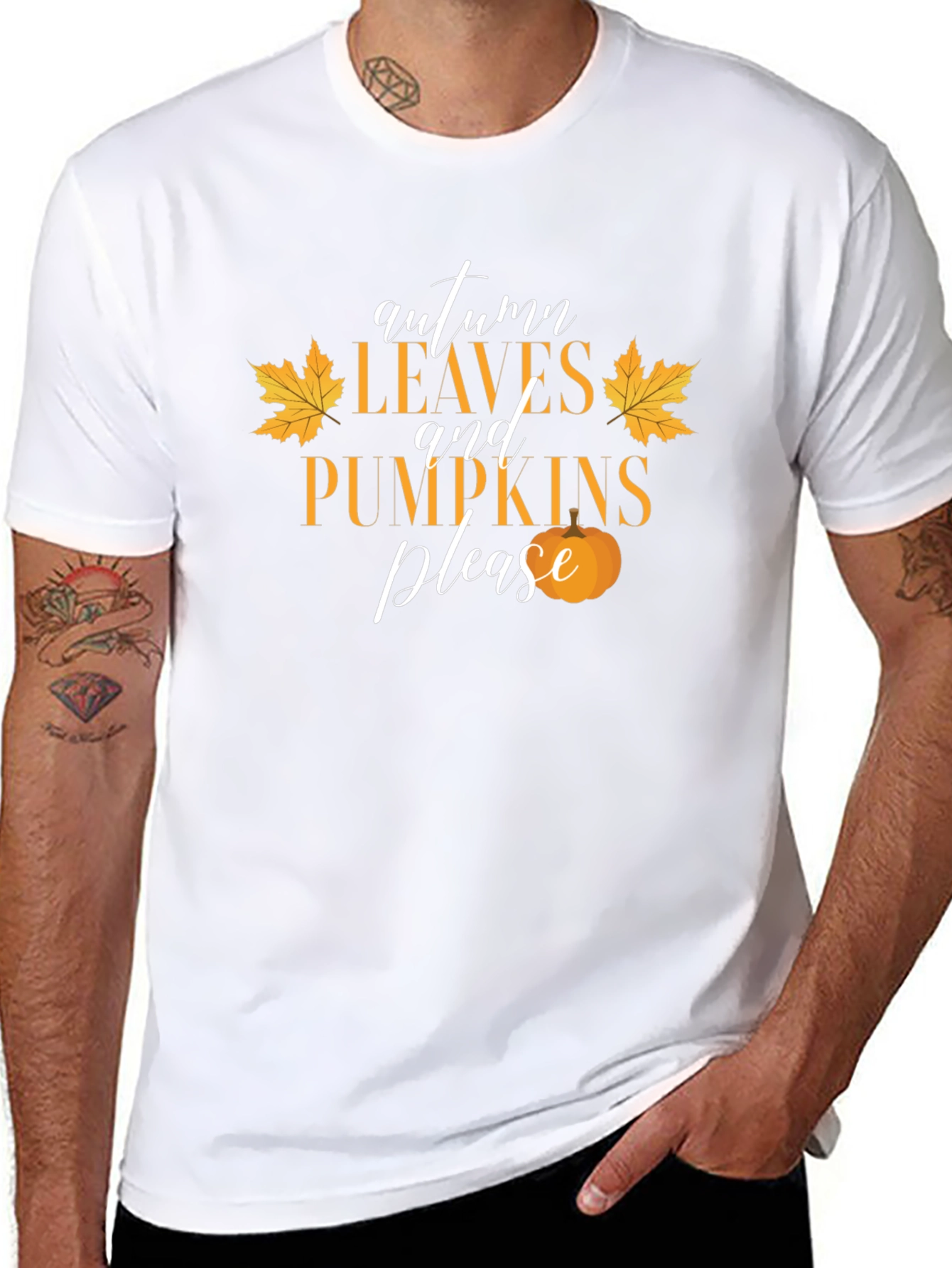 Autumn Leaves and Pumpkins Please T-Shirt